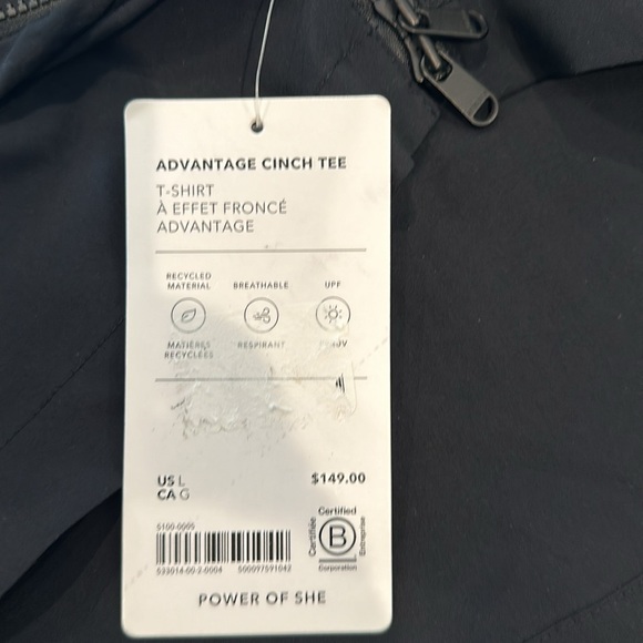 Athleta Advantage Cinch Tee/Zipper Top. Size Large. - Picture 5 of 5